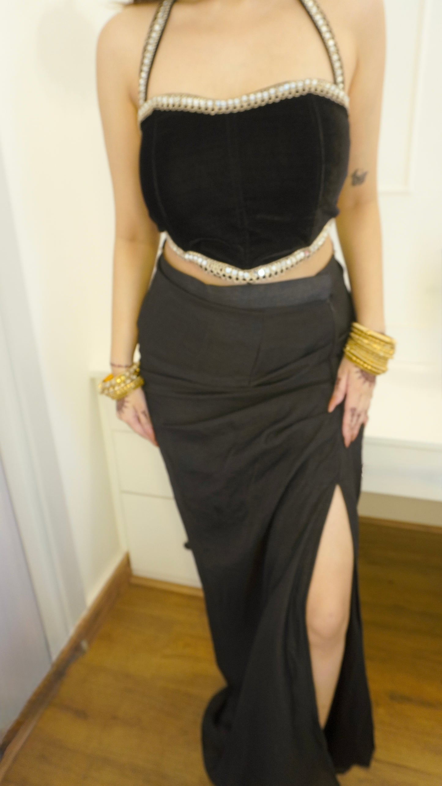 Kaleshi Black Slit Skirt