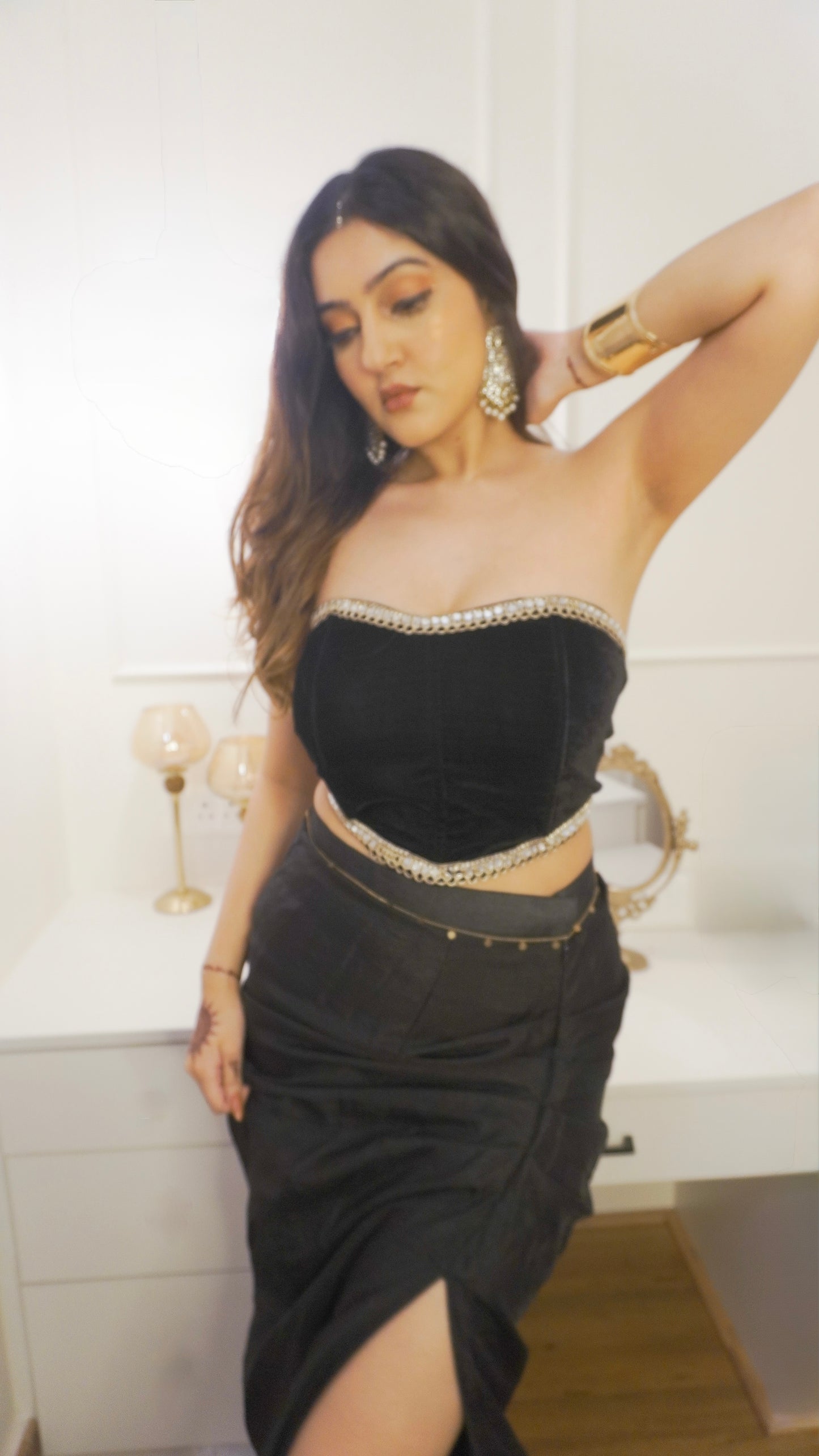 Kaleshi Black Slit Skirt