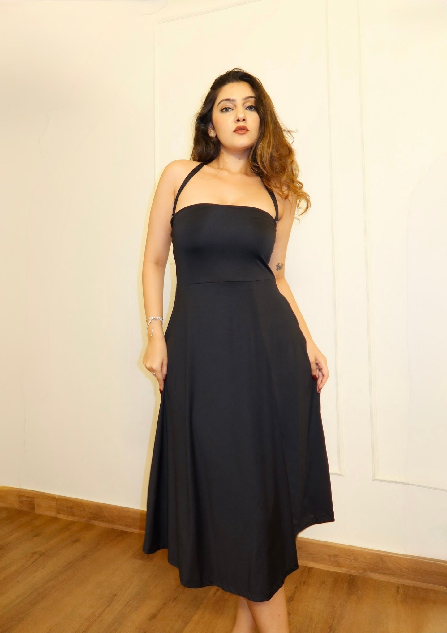 Ella Black Midi Dress