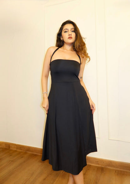 Ella Black Midi Dress